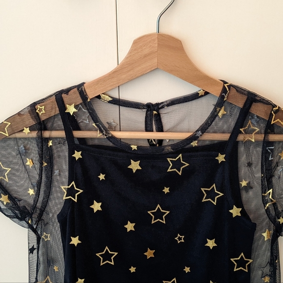 ⭐Wonder Nation Navy & Gold Star Dress Size 10-12 - Picture 4 of 6